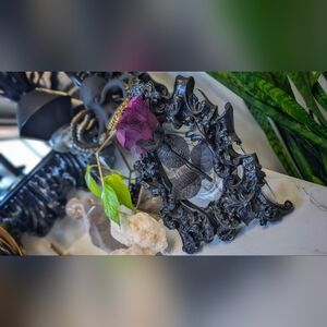 Gothic Black Baroque Victorian Photo Frame & Purple Rose